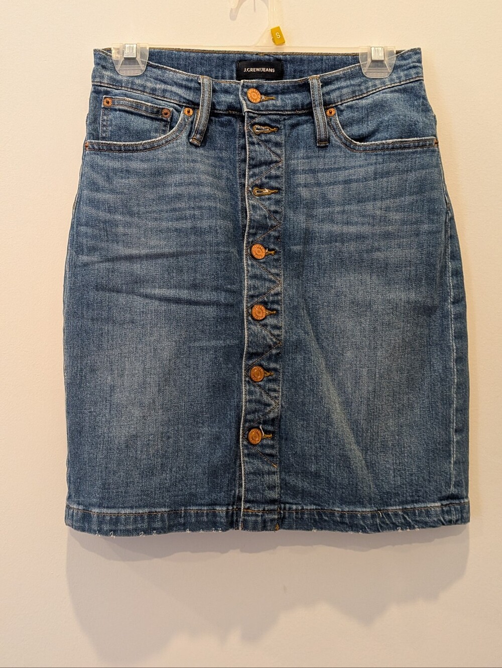 J. Crew Blue Button-Front Denim Mini Skirt